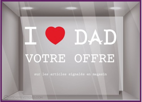 Sticker Promo fête des pères à personnaliser papa caviste mode maroquinerie lettrage adhesif vitrophanie devanture 