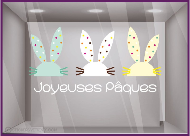 Sticker Lapin de Pâques vitrine magasin devanture decoration autocollant vitrophanie 