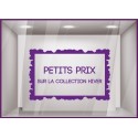 Sticker Petits Prix sur Collection d&#039;Hiver destockage soldes promotions vitrophanie adhesif enseigne devanture lettrage