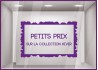 Sticker Petits Prix sur Collection d'Hiver destockage soldes promotions vitrophanie adhesif enseigne devanture lettrage