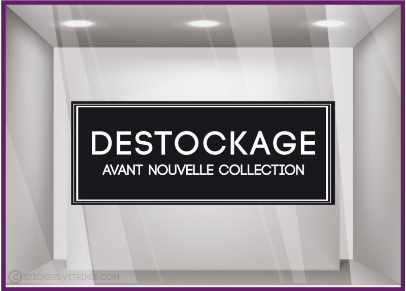 Sticker Destockage Avant Nouvelle Collection vitrophanie enseigne braderie soldes nouvelle collection mode maroquinerie adhesif 