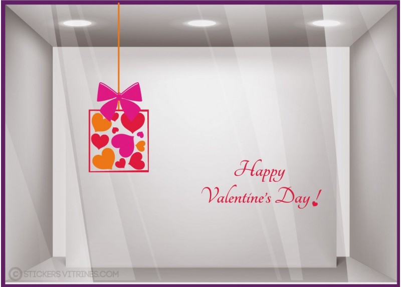 Kit de Stickers Happy Valentine's Day cadeau adhesif autocollant calicot vitrine magasin commerce mode bijouterie maroquinerie