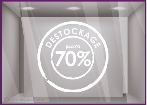 Sticker Tampon Destockage soldes braderie vitrophanie boutique enseigne vitrine devanture 