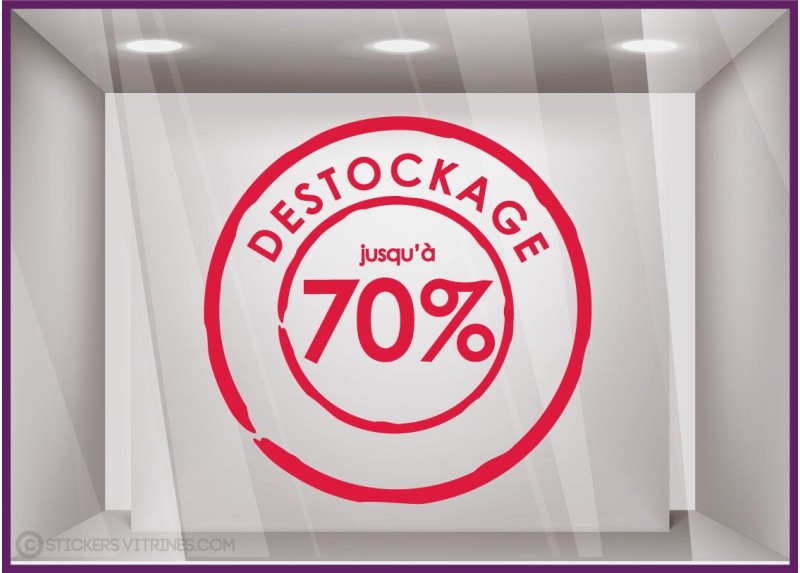 Sticker Tampon Destockage soldes braderie vitrophanie boutique enseigne vitrine devanture 