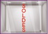 Sticker Soldes Vertical promotion lettrage adhesif destockage braderie liquidation pourcentage mode parfumerie 