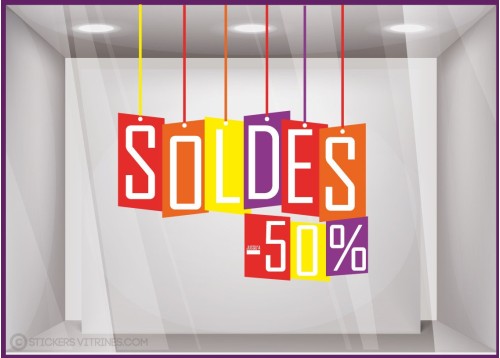 Sticker Soldes Etiquettes Multicolores promotion pourcentage offre promotionnelle destockage braderie liquidation 