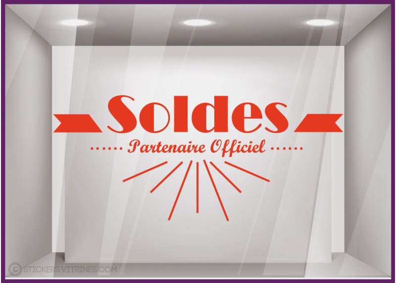 Sticker Soldes Partenaire Officiel promotion lettrage adhesif destockage braderi liquidation stock hiver ete mode opticien