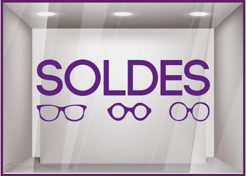 Sticker Soldes Lunettes promotion offre promotionnelle destockage braderie liquidation opticien accesoires pourcentage lettrage 