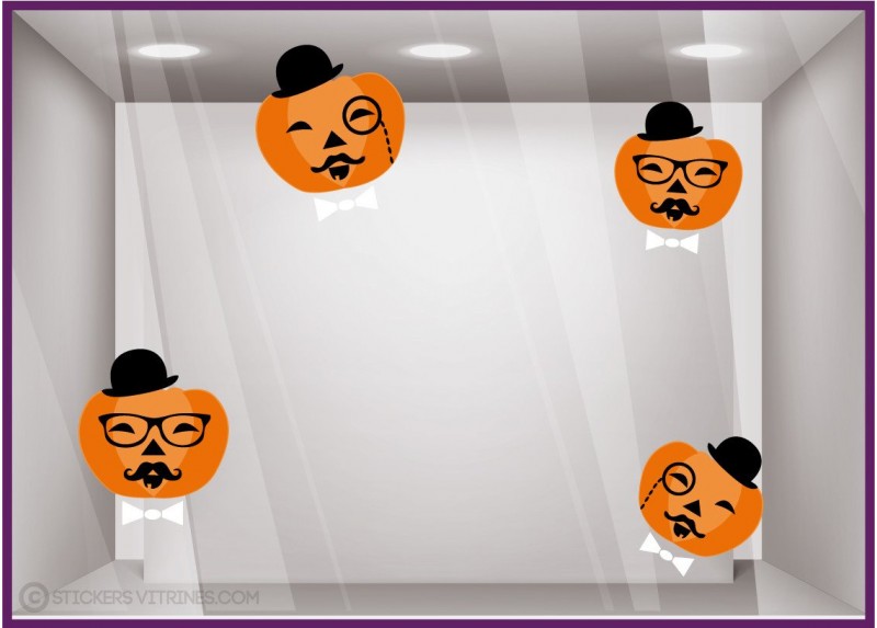 Stickers Citrouilles Halloween-vitrine-devanture-boutique-magasin