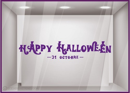 Sticker-Texte Happy Halloween-octobre-vitrine-boutique-magasin-lettrage adhesif-autocollant geant