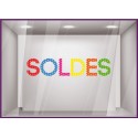 Sticker Soldes Pois promotion destockage braderie devanture boutique mode maroquinerie lettrage adhesif