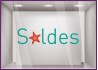 Sticker Soldes Etoiles de Mer promotion braderie destockage pourcentage lettrage adhesif boutique de mode maroquinerie