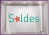 Sticker Soldes Etoiles de Mer promotion braderie destockage pourcentage lettrage adhesif boutique de mode maroquinerie