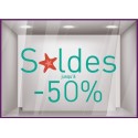 Sticker Soldes Etoiles de Mer promotion braderie destockage pourcentage lettrage adhesif boutique de mode maroquinerie