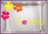 Kit de Stickers Soldes fleurs pourcentage promotion destockage braderie liquidation mode maroquinerie lettrage adhesif ete 