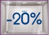 Sticker Jusqu'`a -20% lettrage adhesif pourcentage mode maroquinerie parfumerie vitrophanie destockage braderie