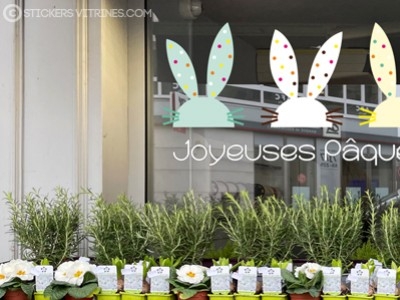 NOS DÉCORATIONS ADHÉSIVES DE PÂQUES POUR VITRINES DE COMMERCE